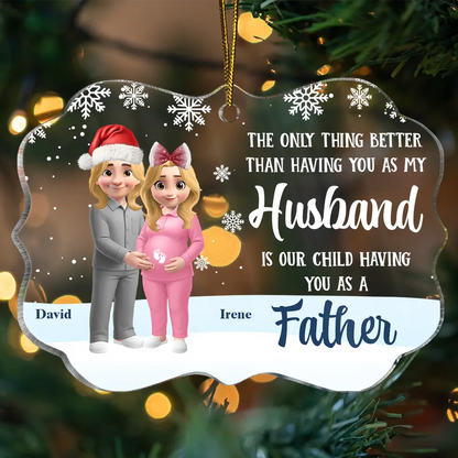 Expecting Parents Having You As A Dad - Personalized Medallion Acrylic Ornament