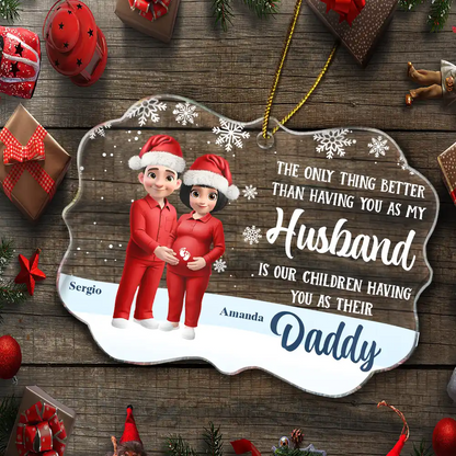 Expecting Parents Having You As A Dad - Personalized Medallion Acrylic Ornament