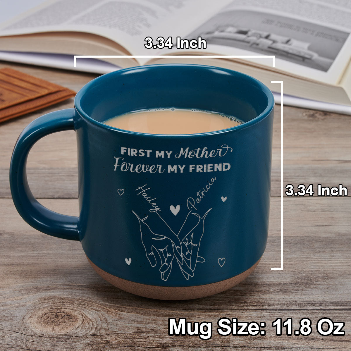 First My Daughter Forever My Friend - Personalized Custom Engraved Pottery Mug