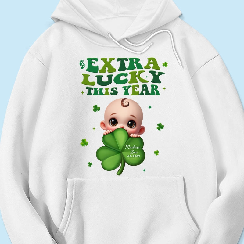 Extra Lucky This Year, St Patrick's Day Pregnancy Reveal Personalized Shirt, Pregnancy Announcement, Mom To Be
