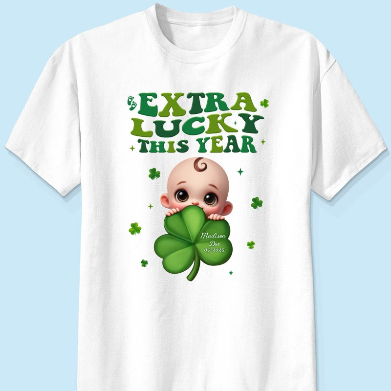Extra Lucky This Year, St Patrick's Day Pregnancy Reveal Personalized Shirt, Pregnancy Announcement, Mom To Be