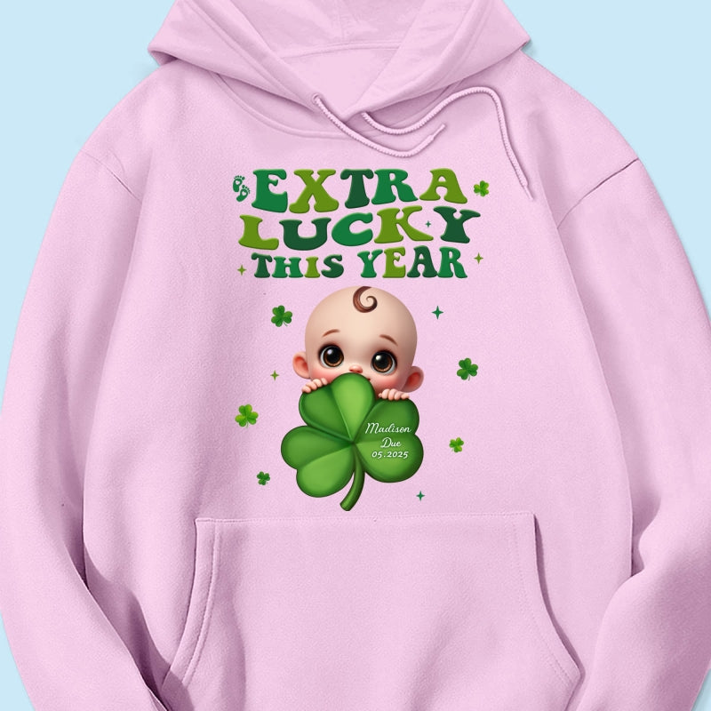 Extra Lucky This Year, St Patrick's Day Pregnancy Reveal Personalized Shirt, Pregnancy Announcement, Mom To Be