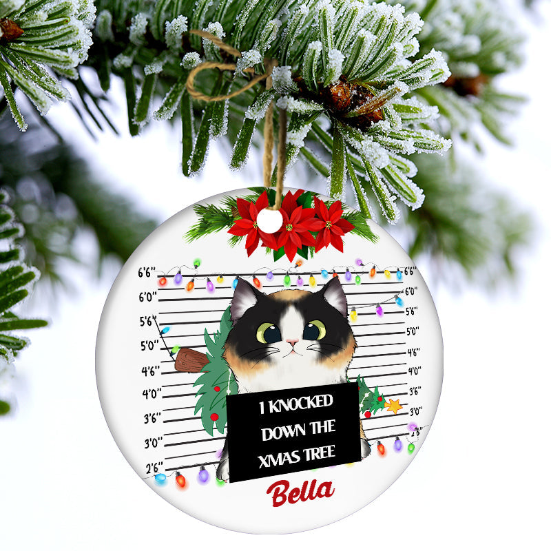 We Knocked Down - Gift For Cat Lovers - Personalized Custom Circle Ceramic Ornament