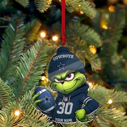 Personalized Grinch NFL Christmas 1 Layer Acrylic Ornament - 410HLHNOR008