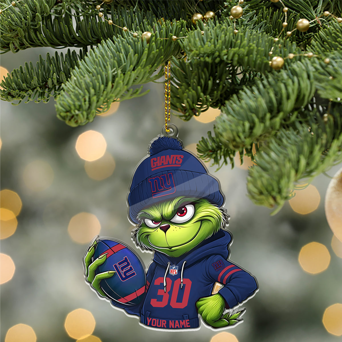 Personalized Grinch NFL Christmas 1 Layer Acrylic Ornament - 410HLHNOR008