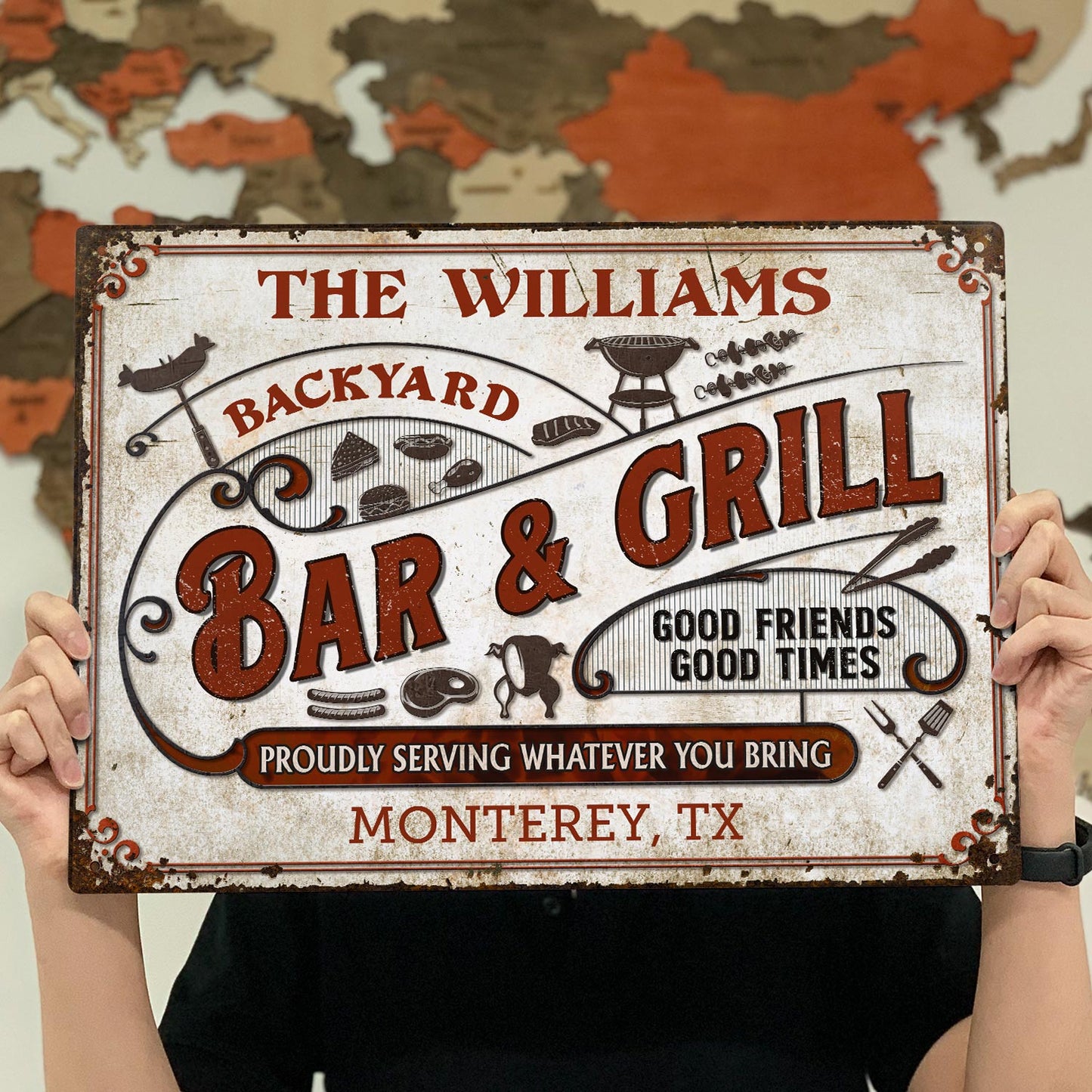 Personalized Grilling Proudly Serving You Bring Customized Classic Metal Signs
