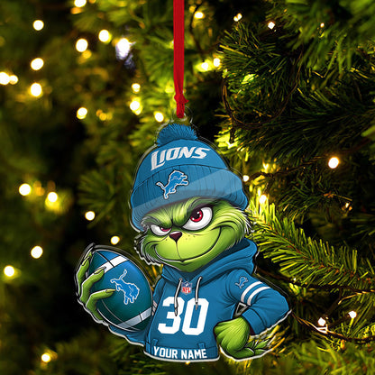 Personalized Grinch NFL Christmas 1 Layer Acrylic Ornament - 410HLHNOR008