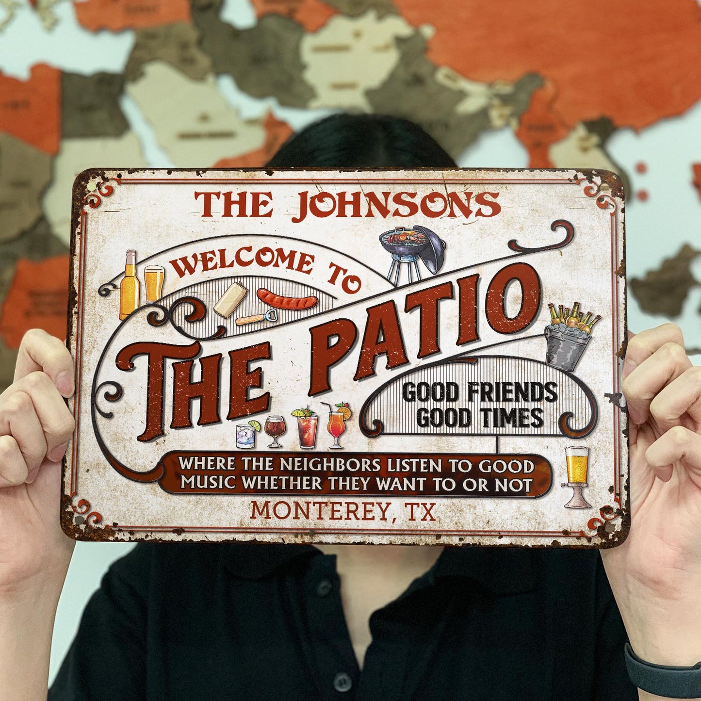 Personalized Patio Grilling Red Listen To The Good Music Customized Classic Metal Signs