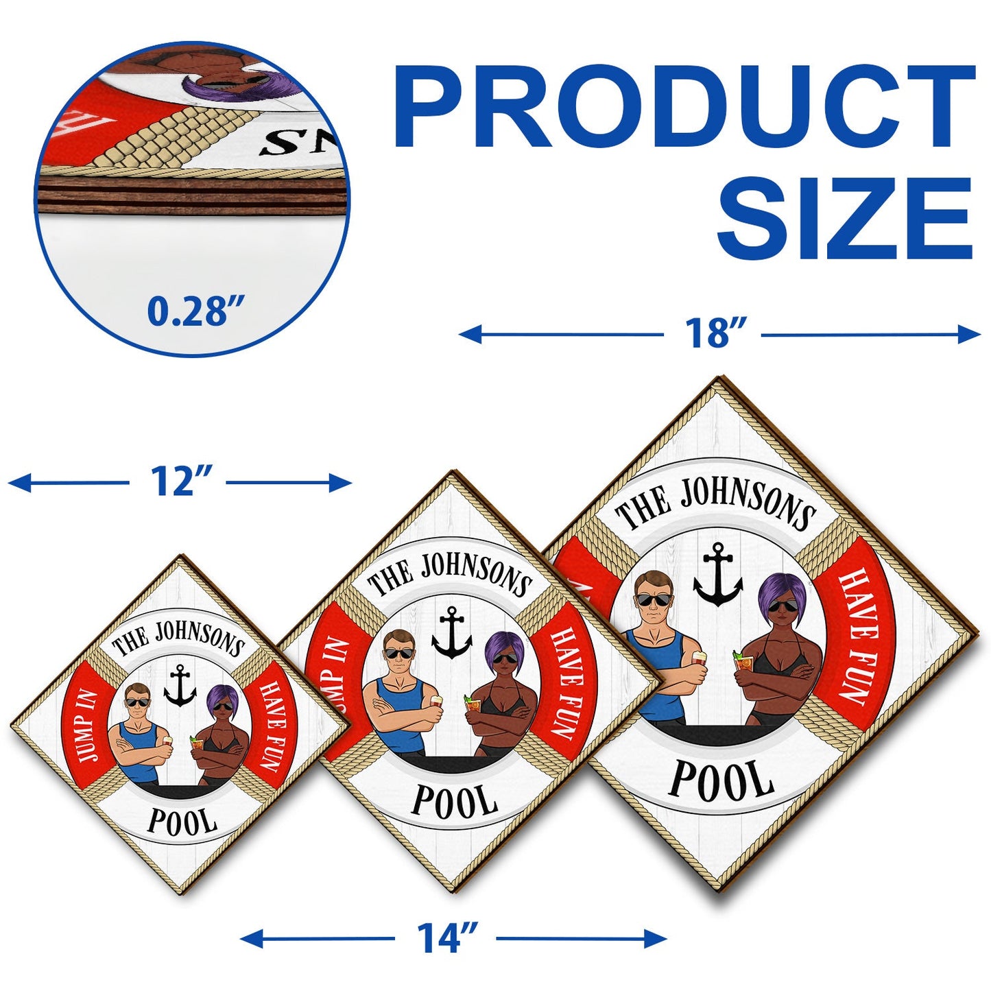 Jump In Have Fun - Swimming Pool Decoration For Couple - Personalized Custom Shaped Wood Sign