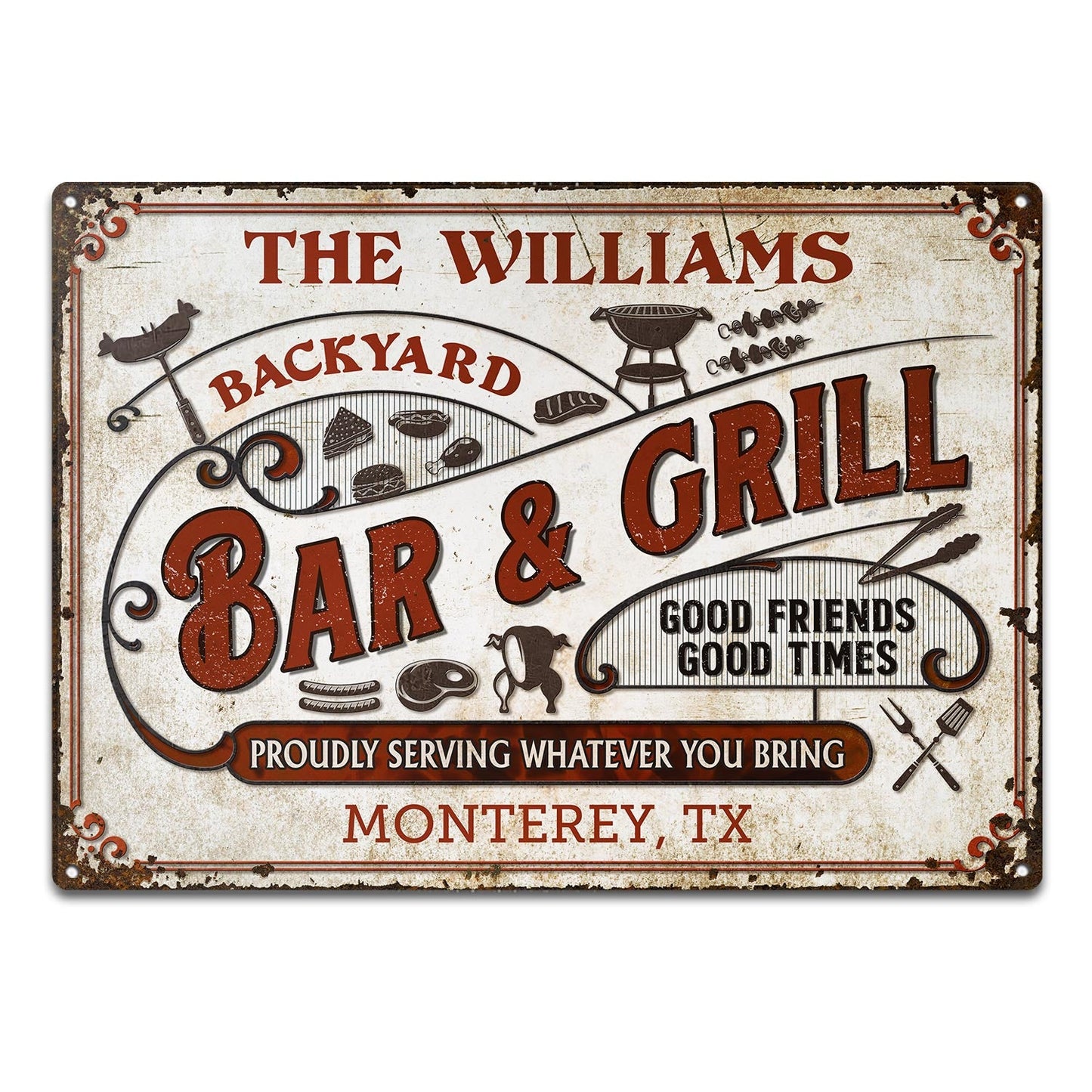 Personalized Grilling Proudly Serving You Bring Customized Classic Metal Signs