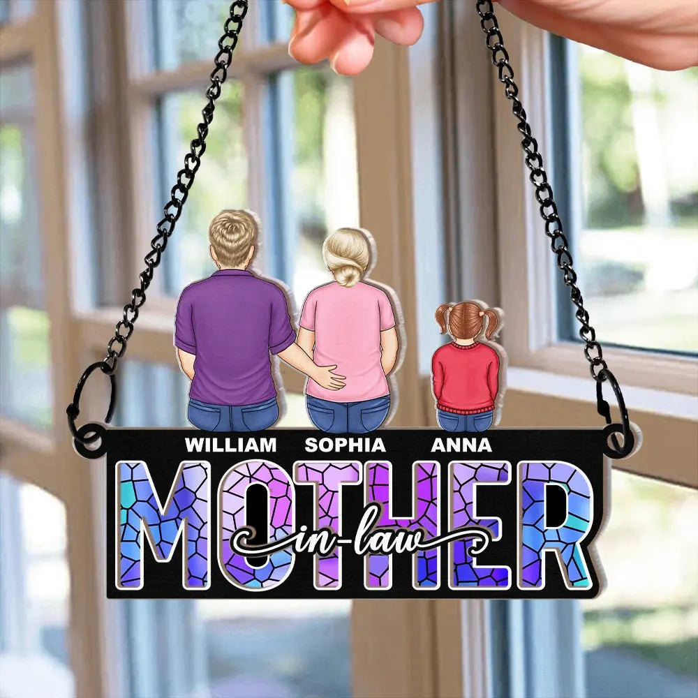 Mom Dad With Children - Personalized Window Hanging Suncatcher Ornament Hanging Suncatcher Ornament The Next Custom Gift