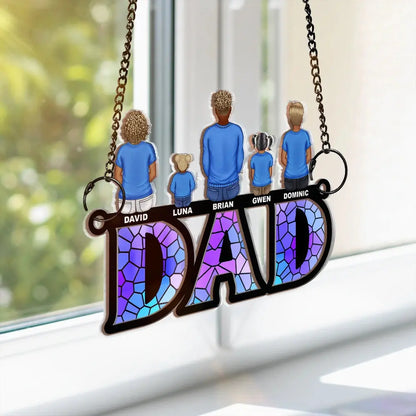 Mom Dad With Children - Personalized Window Hanging Suncatcher Ornament Hanging Suncatcher Ornament The Next Custom Gift