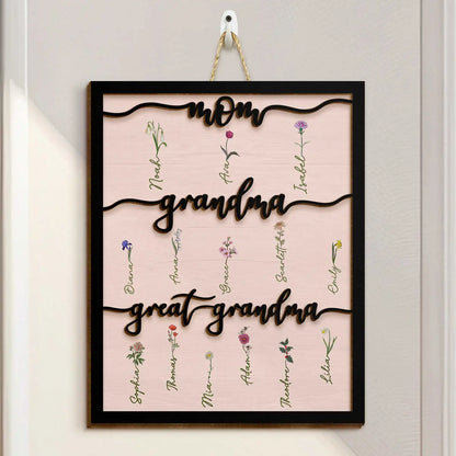 Mom Grandma Great Grandma - Personalized 2 Layers Wood Sign Wooden Plaque The Next Custom Gift