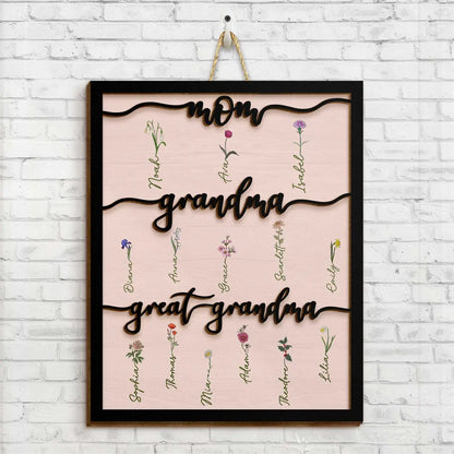 Mom Grandma Great Grandma - Personalized 2 Layers Wood Sign Wooden Plaque The Next Custom Gift