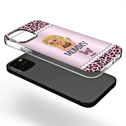 Mom Grandma Kids Butterflies Leopard Pattern - Personalized Clear Phone Case Phone Case The Next Custom Gift