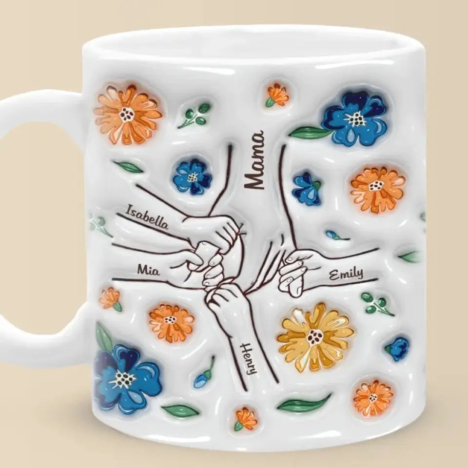 Mom - Hold My Hand, Hold My Heart -  Personalized 3D Inflated Effect Printed Accent Mug (VT) Accent Mug The Next Custom Gift