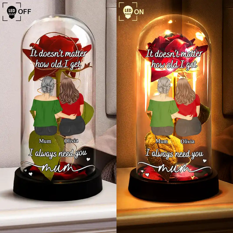 Mom I Always Need You - Personalized Everlasting Rose Dome Lamp