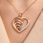 Mom Daughters Custom Name Gemstones Jewelry - Personalized Birthstone Heart Necklace