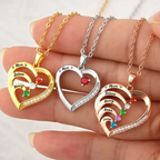 Mom Daughters Custom Name Gemstones Jewelry - Personalized Birthstone Heart Necklace
