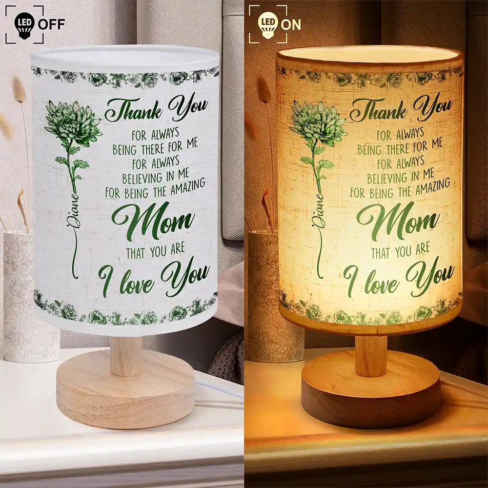 Mom I Love You Birth Flower Toile De Jouy - Personalized Fabric Lamp