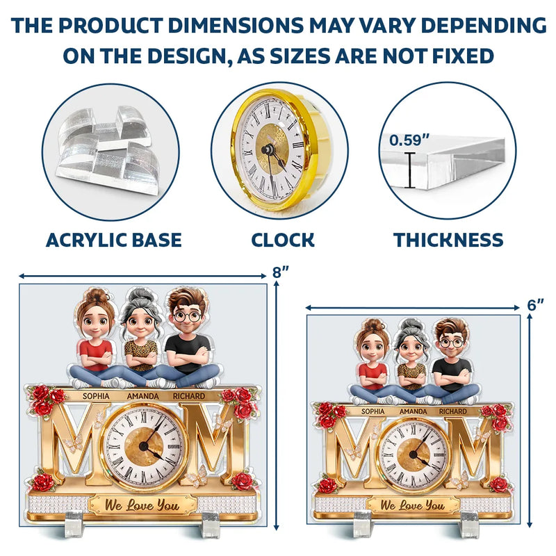 Mom We Love You - Personalized Acrylic Desk Clock