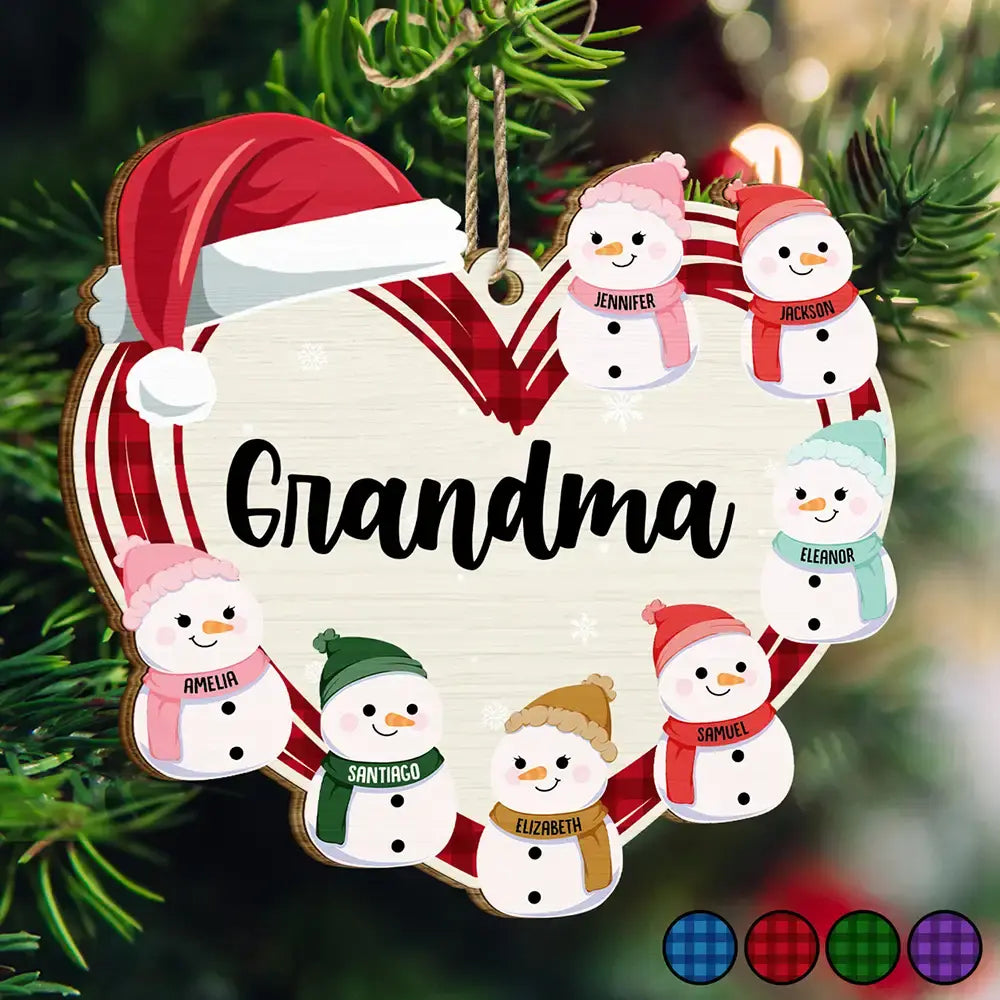 Mom's Grandma's Little Snowmen - Personalized Wooden Cutout Ornament ornament The Next Custom Gift