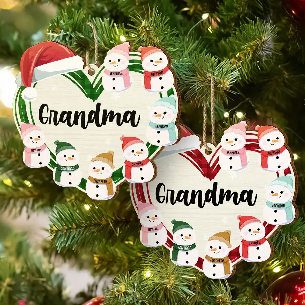 Mom's Grandma's Little Snowmen - Personalized Wooden Cutout Ornament ornament The Next Custom Gift