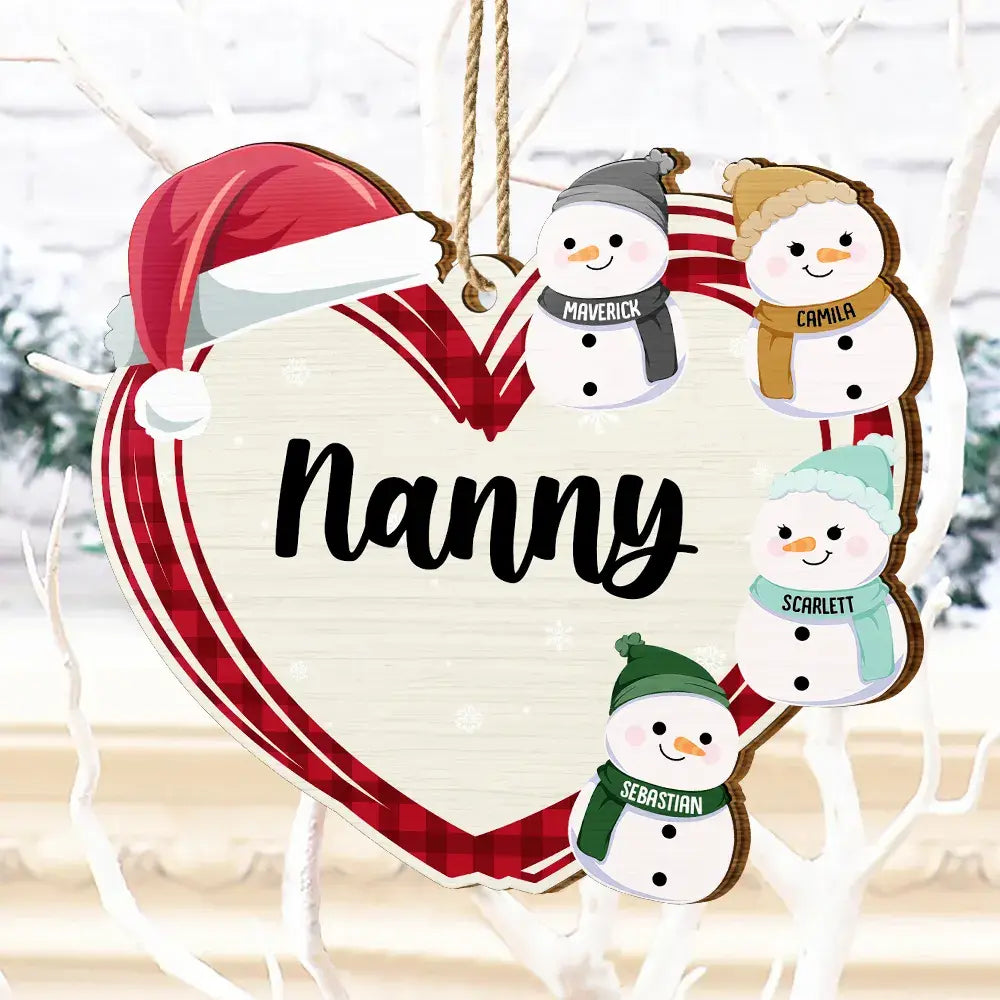 Mom's Grandma's Little Snowmen - Personalized Wooden Cutout Ornament ornament The Next Custom Gift