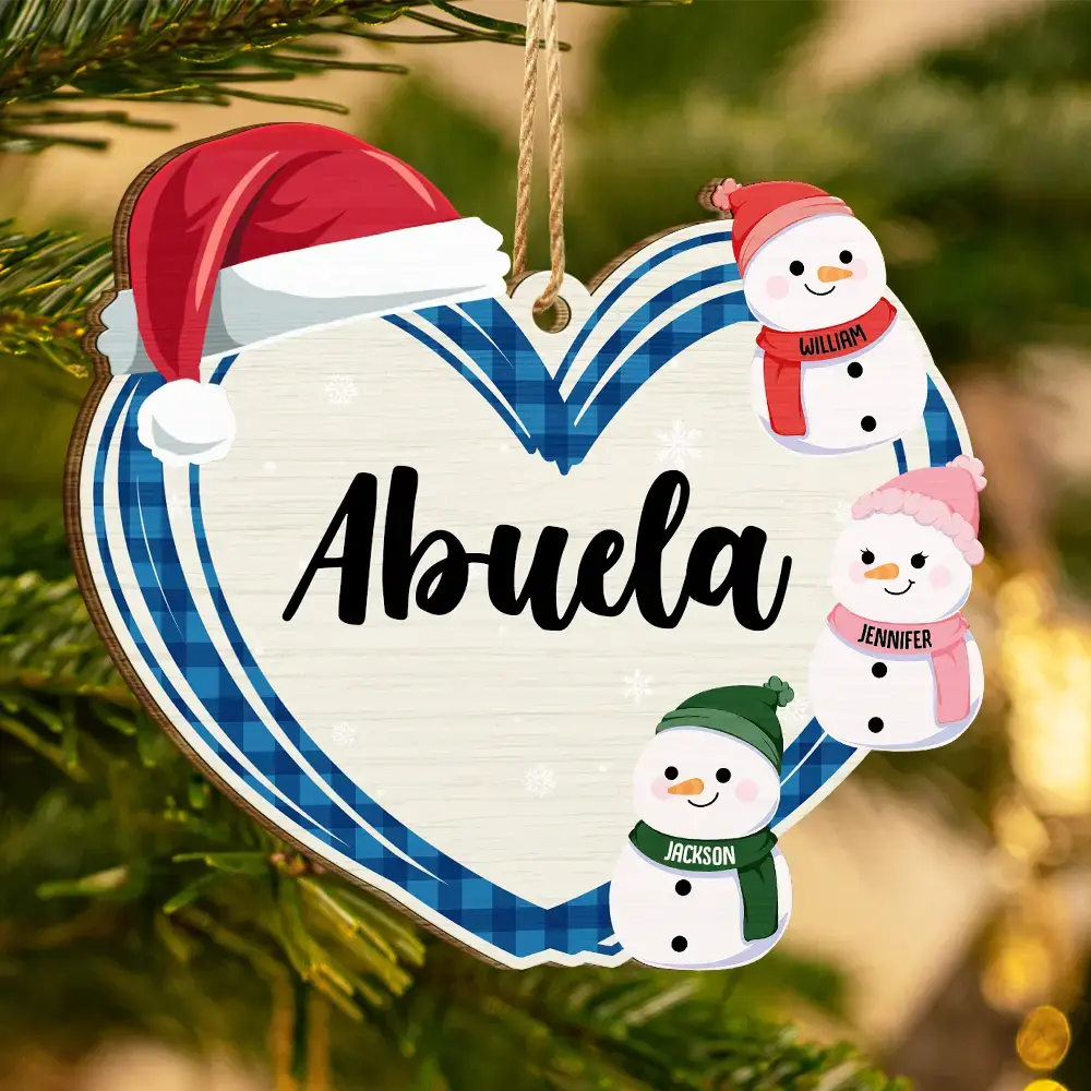 Mom's Grandma's Little Snowmen - Personalized Wooden Cutout Ornament ornament The Next Custom Gift