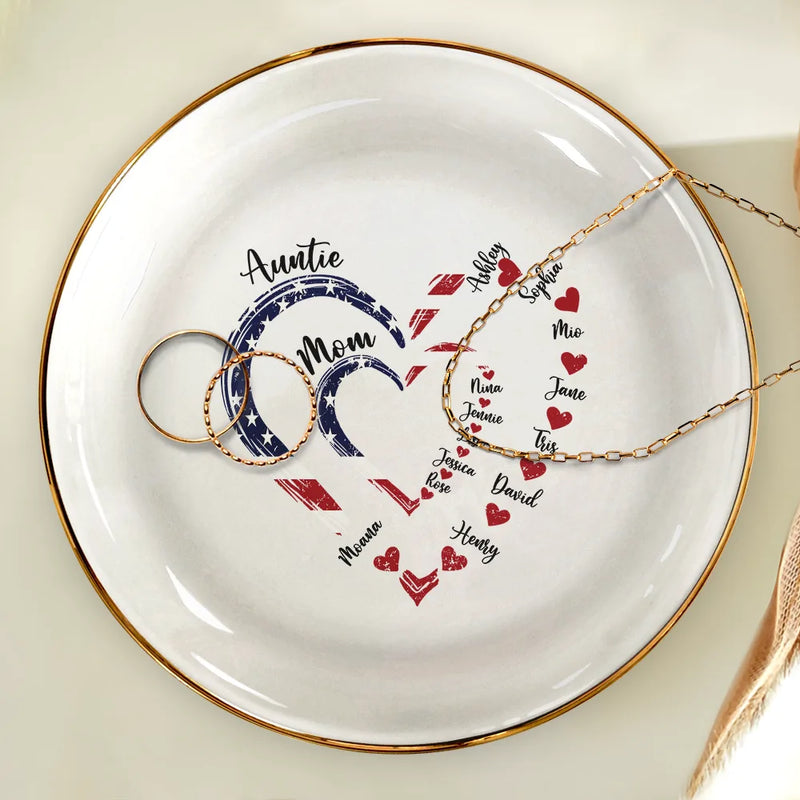 Mom's Grandma's Sweethearts Independence Day - Personalized Ring Dish