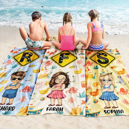 Monogram Kids Beach Towel - Personalized Beach Towel Beach Towel The Next Custom Gift