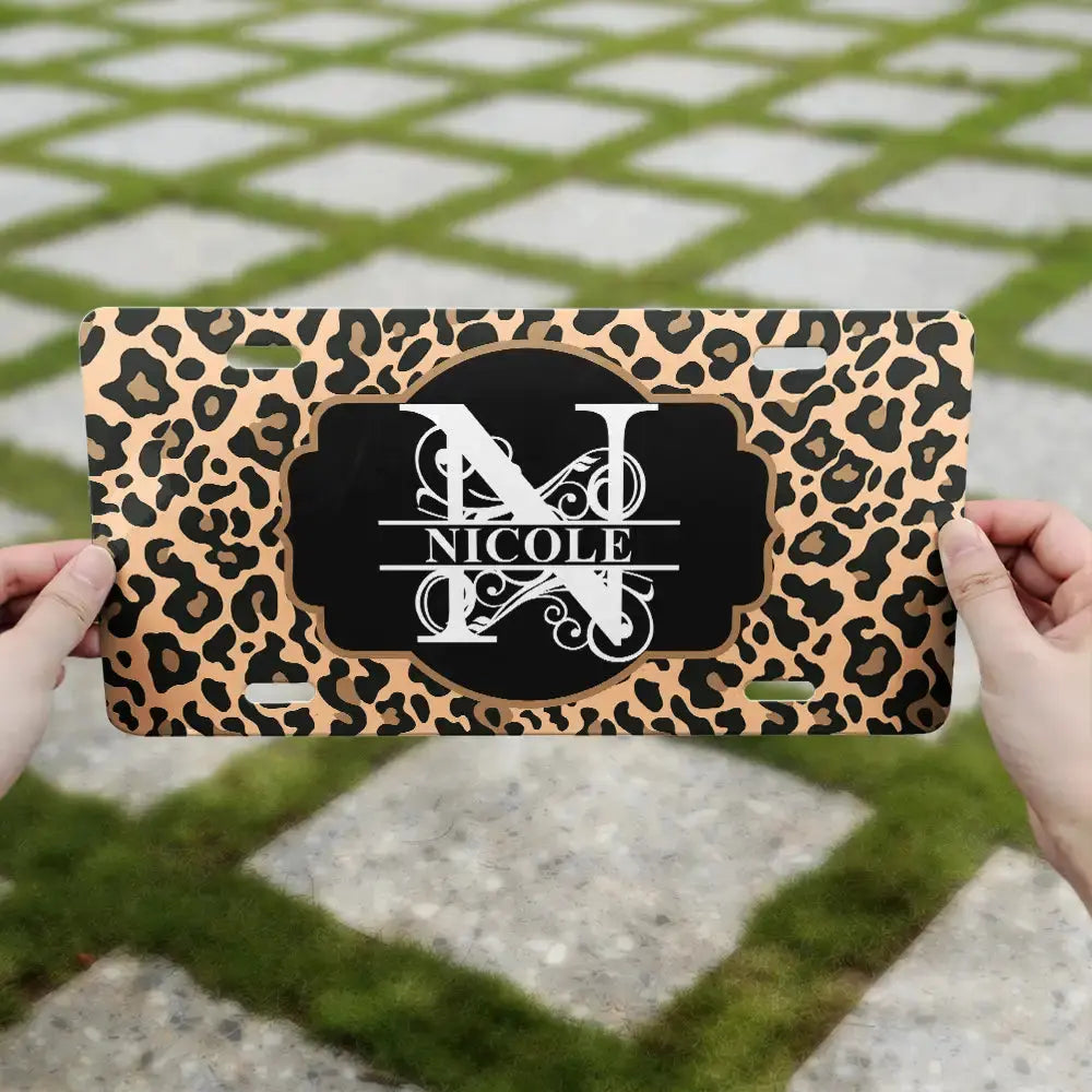 Monogram Leopard Print - Personalized License Plate License Plate The Next Custom Gift