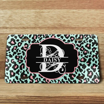 Monogram Leopard Print - Personalized License Plate License Plate The Next Custom Gift