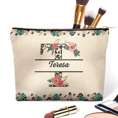 Monogram Letter Leopard Pattern - Gift For Women, Yourself - Personalized Cosmetic Bag Cosmetic Bag The Next Custom Gift