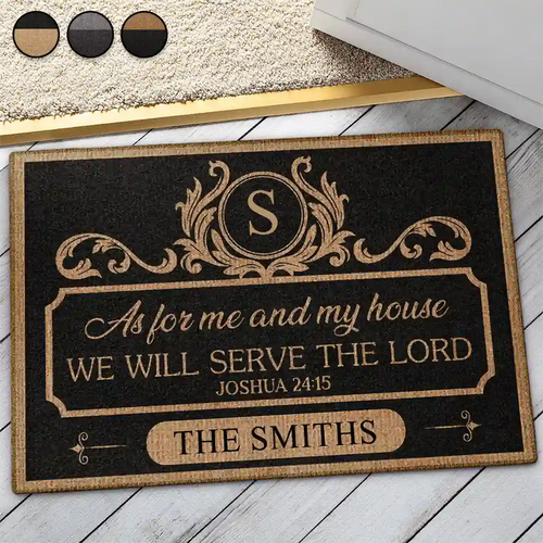Monogram We Will Serve The Lord - Personalized Doormat