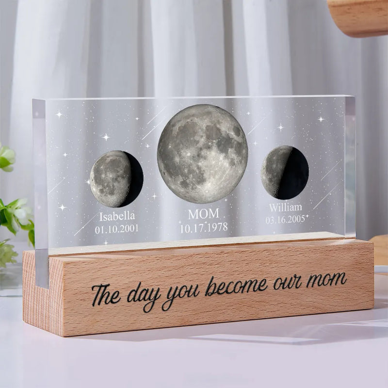 Moon Phase We Love You To The Moon And Back - Personalized Rectangle LED Light