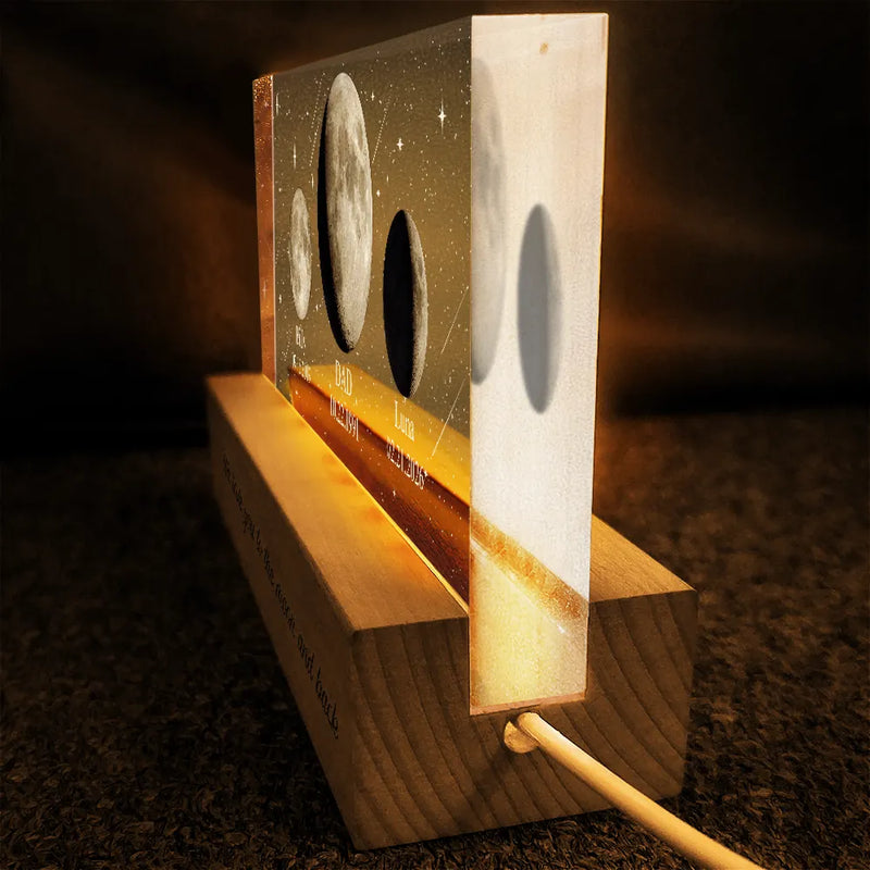 Moon Phase We Love You To The Moon And Back - Personalized Rectangle LED Light
