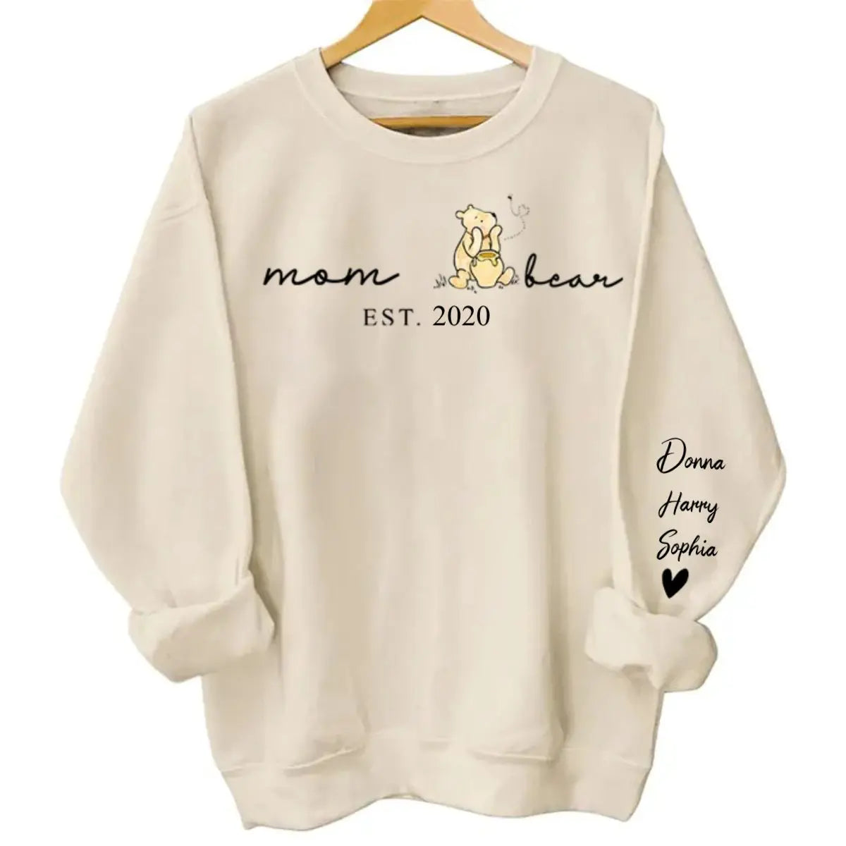 Mother - Custom Mama Bear Shirt With Kid Name On Sleeve - Personalized Hoodie, Sweatshirt (HJ) Shirts & Tops The Next Custom Gift