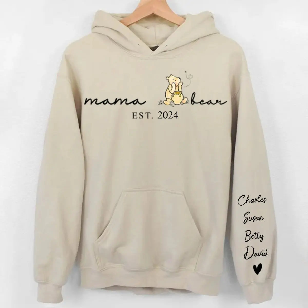 Mother - Custom Mama Bear Shirt With Kid Name On Sleeve - Personalized Hoodie, Sweatshirt (HJ) Shirts & Tops The Next Custom Gift