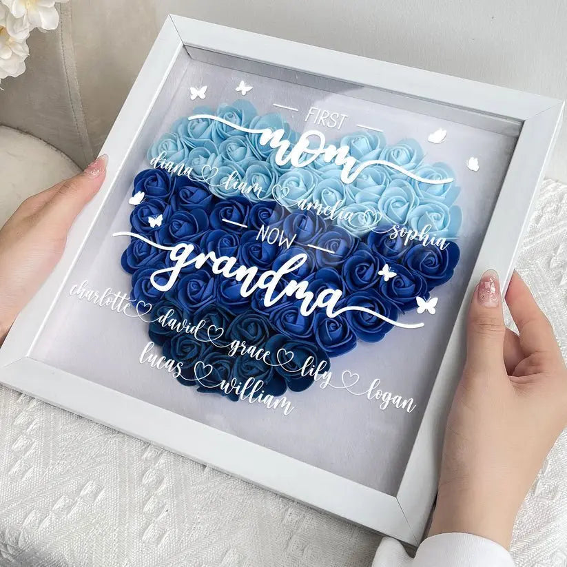 Mother - First Mom Now Grandma - Personalized Flower Shadow Box (HJ) Tumbler The Next Custom Gift