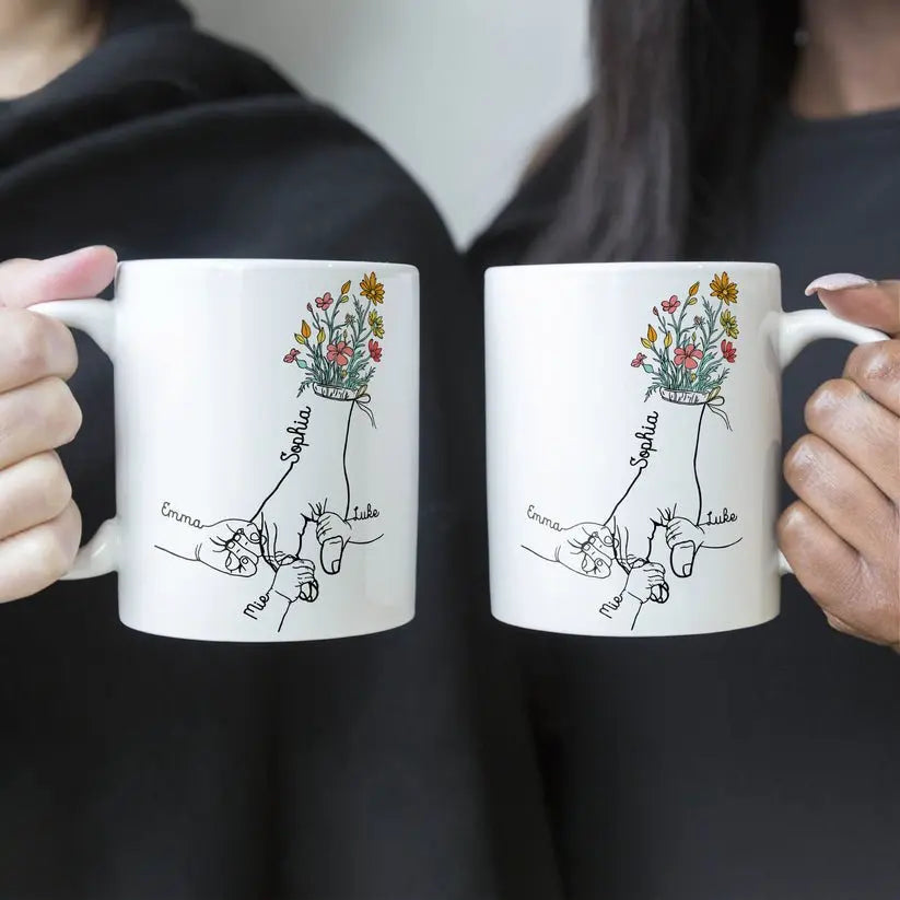 Mother - Holding Mom's Hand - Personalized Mug Mug The Next Custom Gift