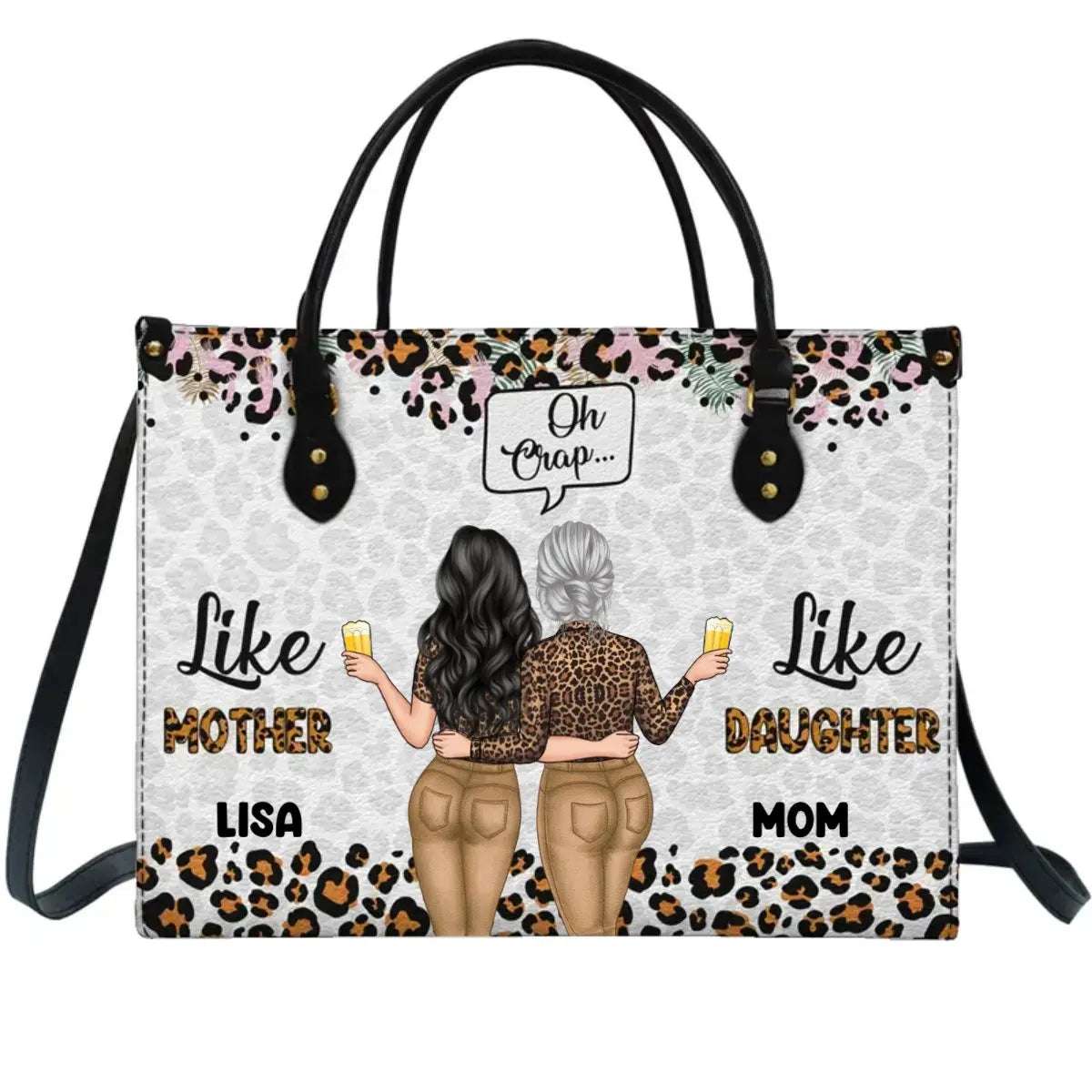 Mother - Like Mother Like Daughter Oh Crap - Personalized Leather Bag (VT) Leather Handbag The Next Custom Gift