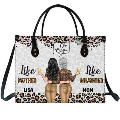 Mother - Like Mother Like Daughter Oh Crap - Personalized Leather Bag (VT) Leather Handbag The Next Custom Gift