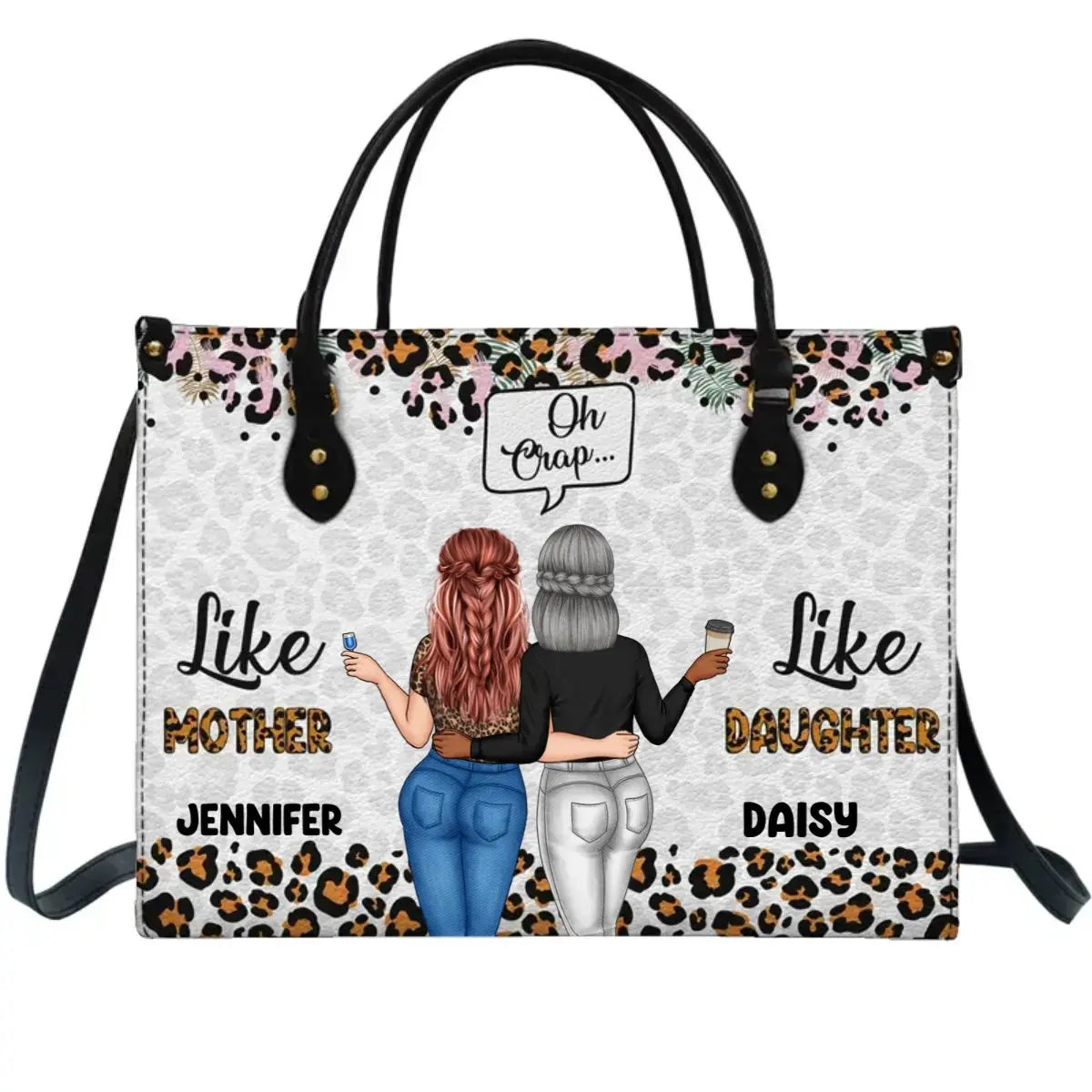 Mother - Like Mother Like Daughter Oh Crap - Personalized Leather Bag (VT) Leather Handbag The Next Custom Gift