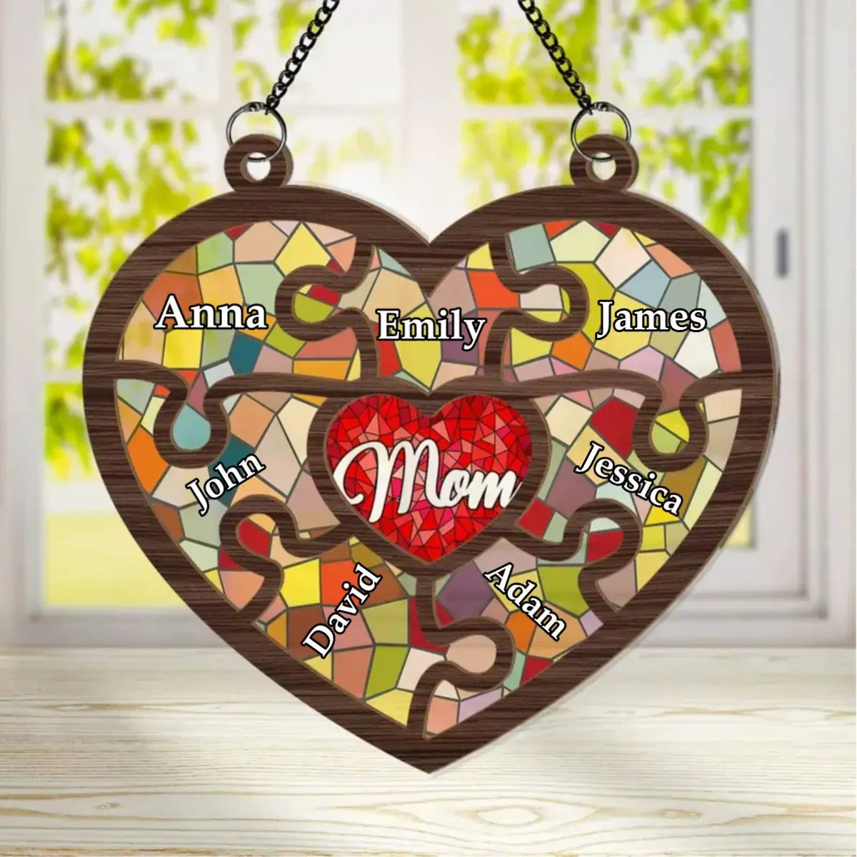 Mother - Mom Hold Us All - Personalized Window Hanging Suncatcher Ornament Hanging Suncatcher Ornament The Next Custom Gift