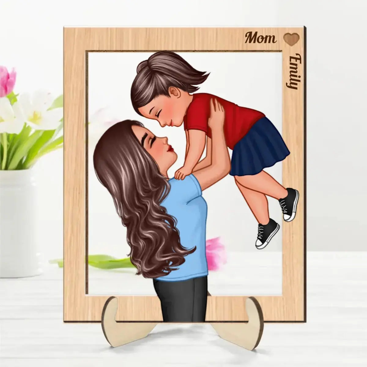 Mother - Mom Lifting Kid - Personalized 2-Layer Wooden Plaque Wooden Plaque The Next Custom Gift