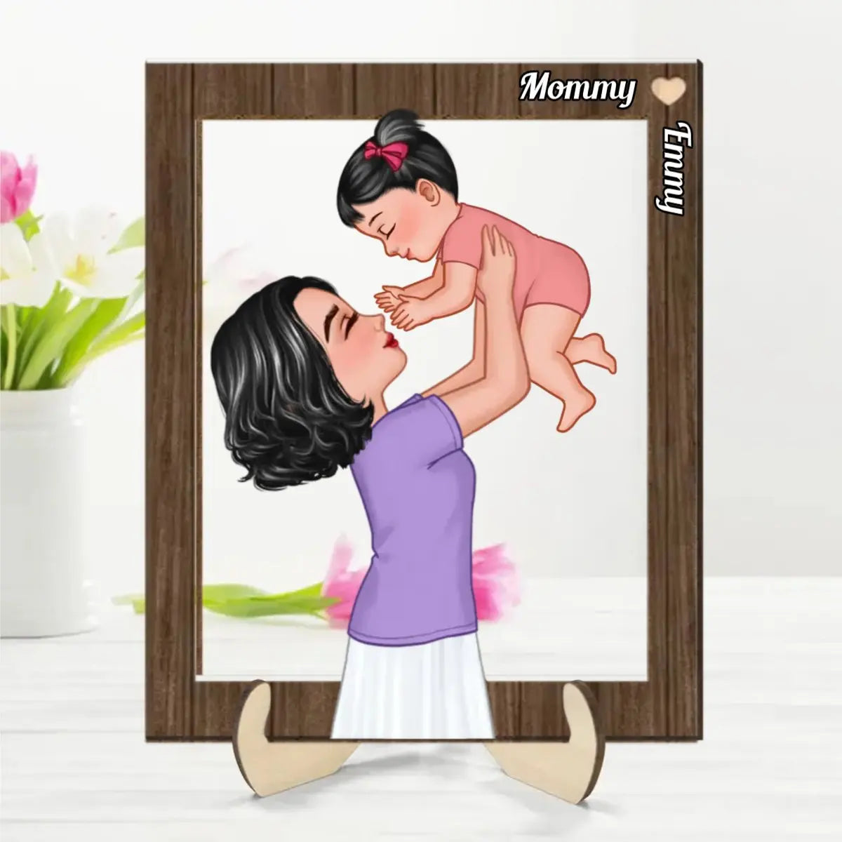 Mother - Mom Lifting Kid - Personalized 2-Layer Wooden Plaque Wooden Plaque The Next Custom Gift