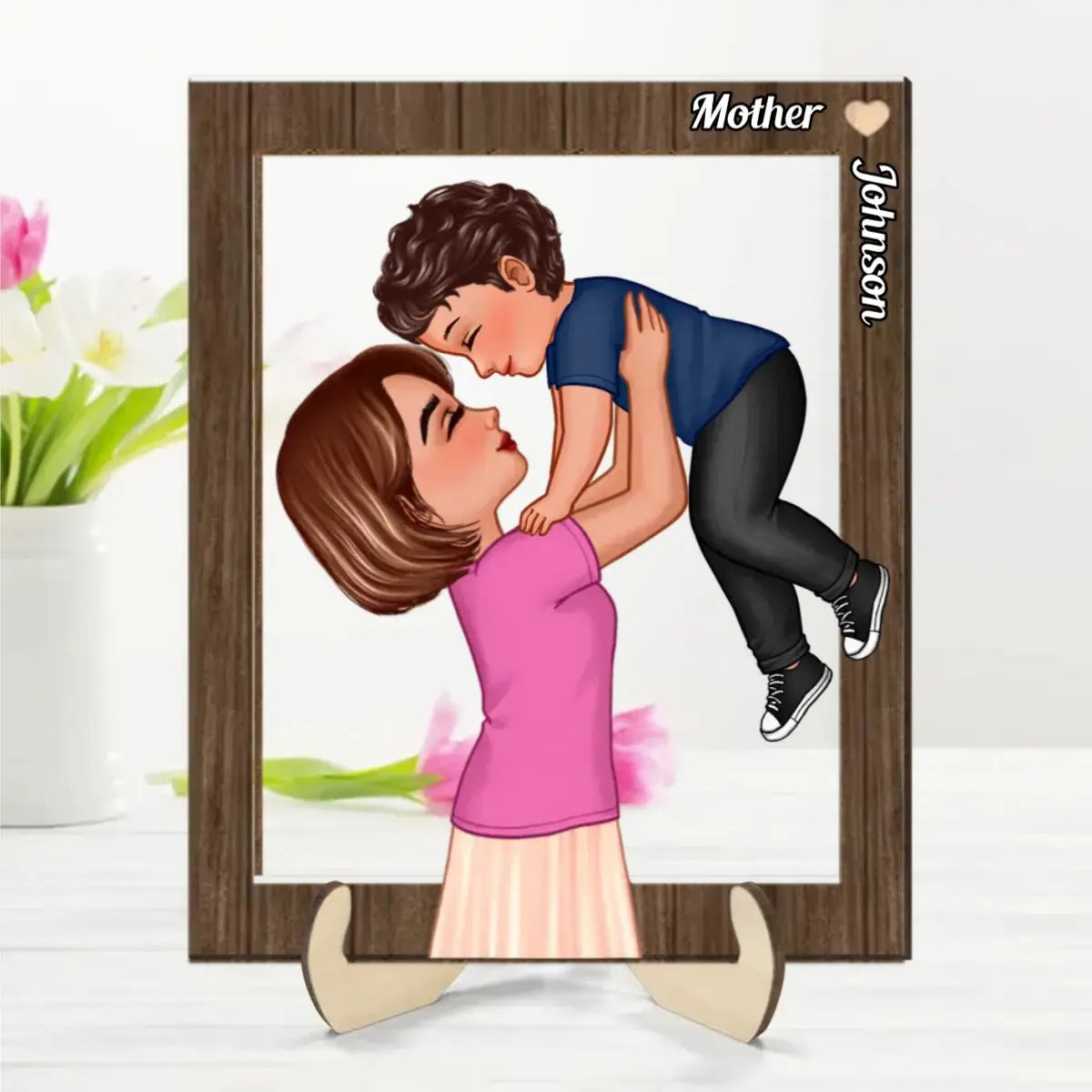 Mother - Mom Lifting Kid - Personalized 2-Layer Wooden Plaque Wooden Plaque The Next Custom Gift