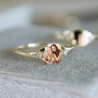 Mother - Mother & Daughter Forever Linked Together Ring - Personalized Birthstone Photo Ring Ring The Next Custom Gift