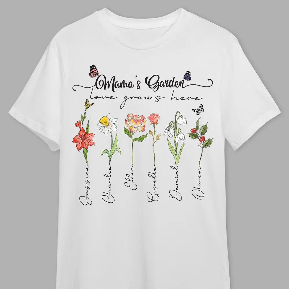 Mother - Mother's Garden Love Grows Here - Personalized Unisex T-shirt (LH) Shirts & Tops The Next Custom Gift